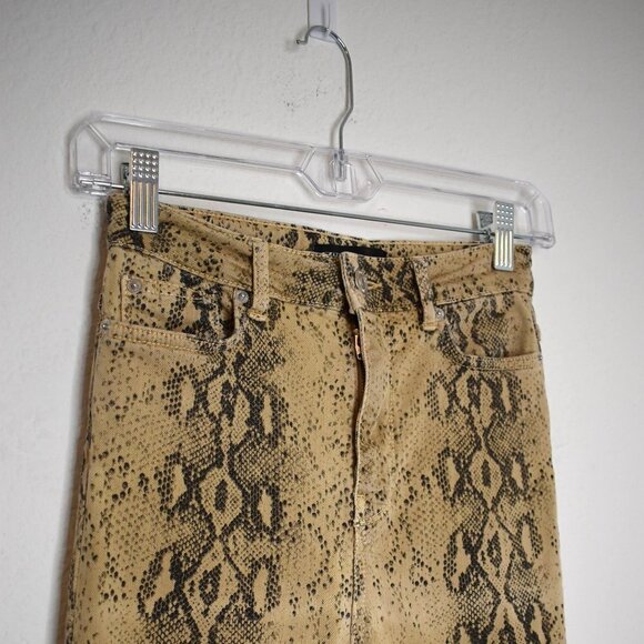 Zara Python Snake Pants Jeans Sz 2 Stretchy High Rise Skinny Ankle Grunge Rock - Picture 5 of 16